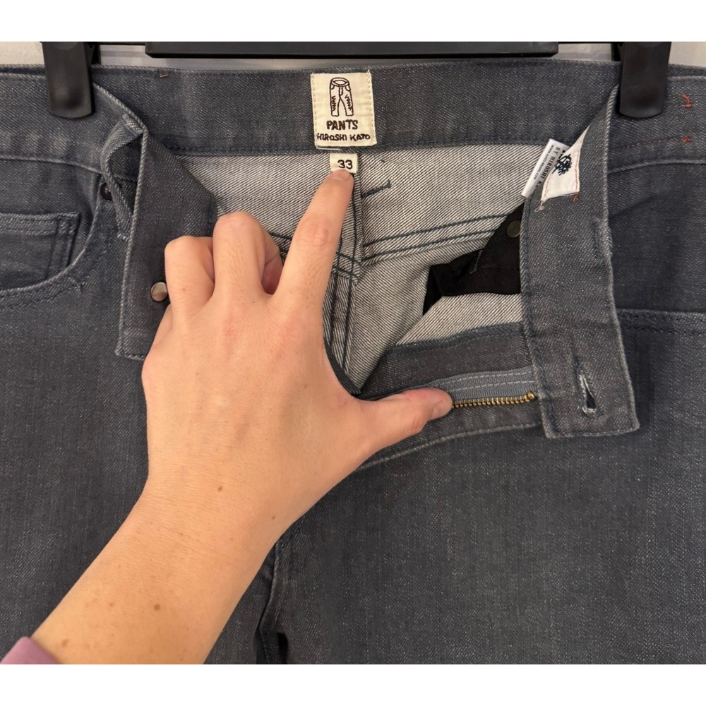 Hiroshi Kato The Pen Slim Jeans Gray Raw Men 33 Slim Fit Japanese Denim - Picture 5 of 11